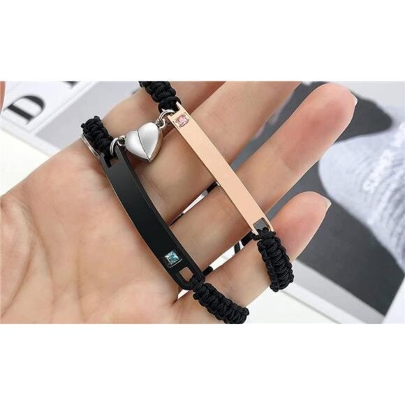 Personalized Couple Bracelet Customized Couple Bracelets Set Mutual Attraction - Picture 3 of 7